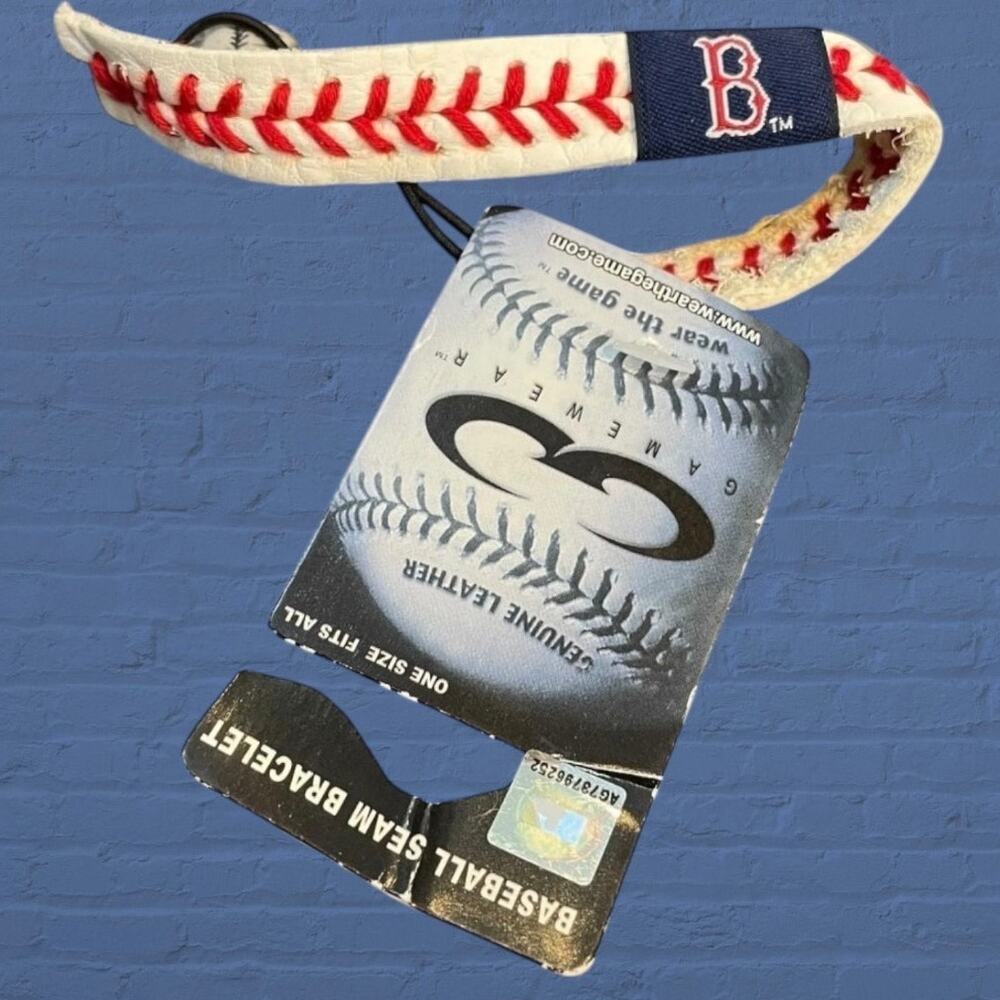 Boston Red Sox Baseball Seam Bracelet Gamewear Genuine Leather MLB Red Stitch